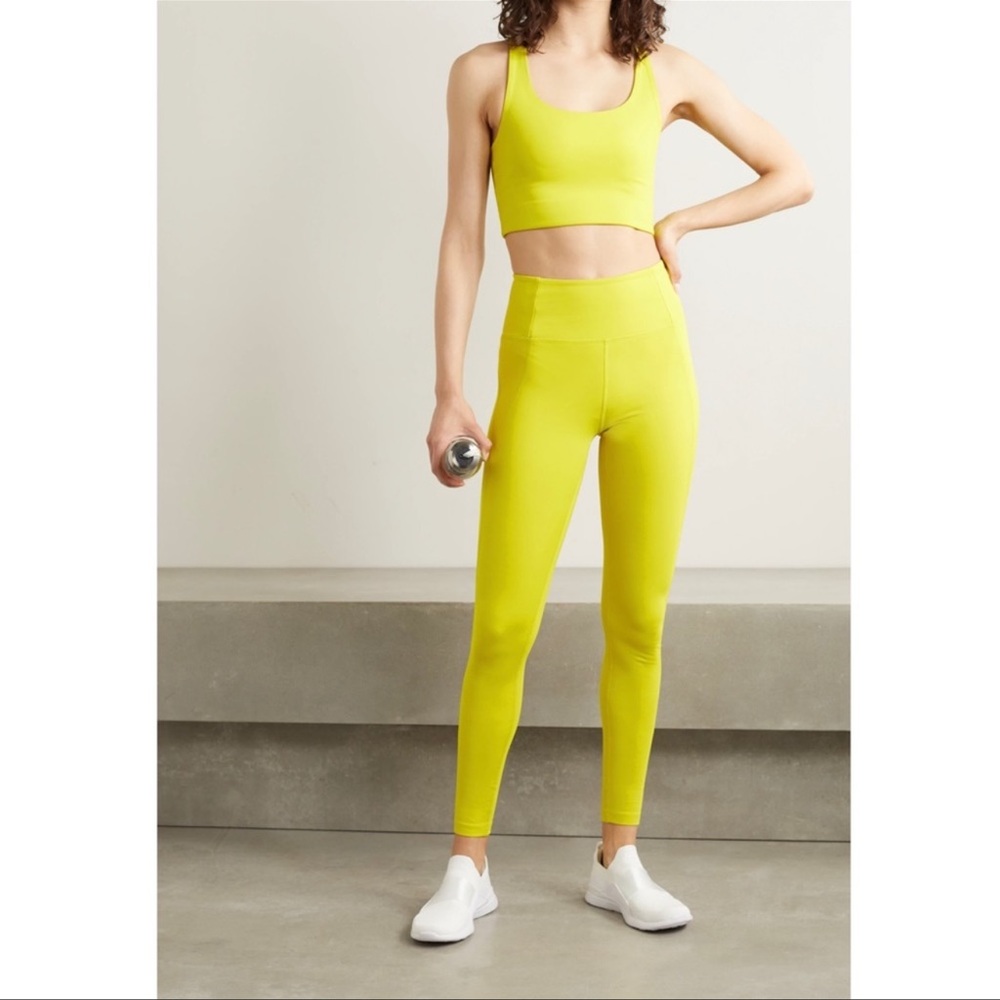 Girlfriend Collective Bright Yellow Paloma Sports Bra and High Waisted Leggings